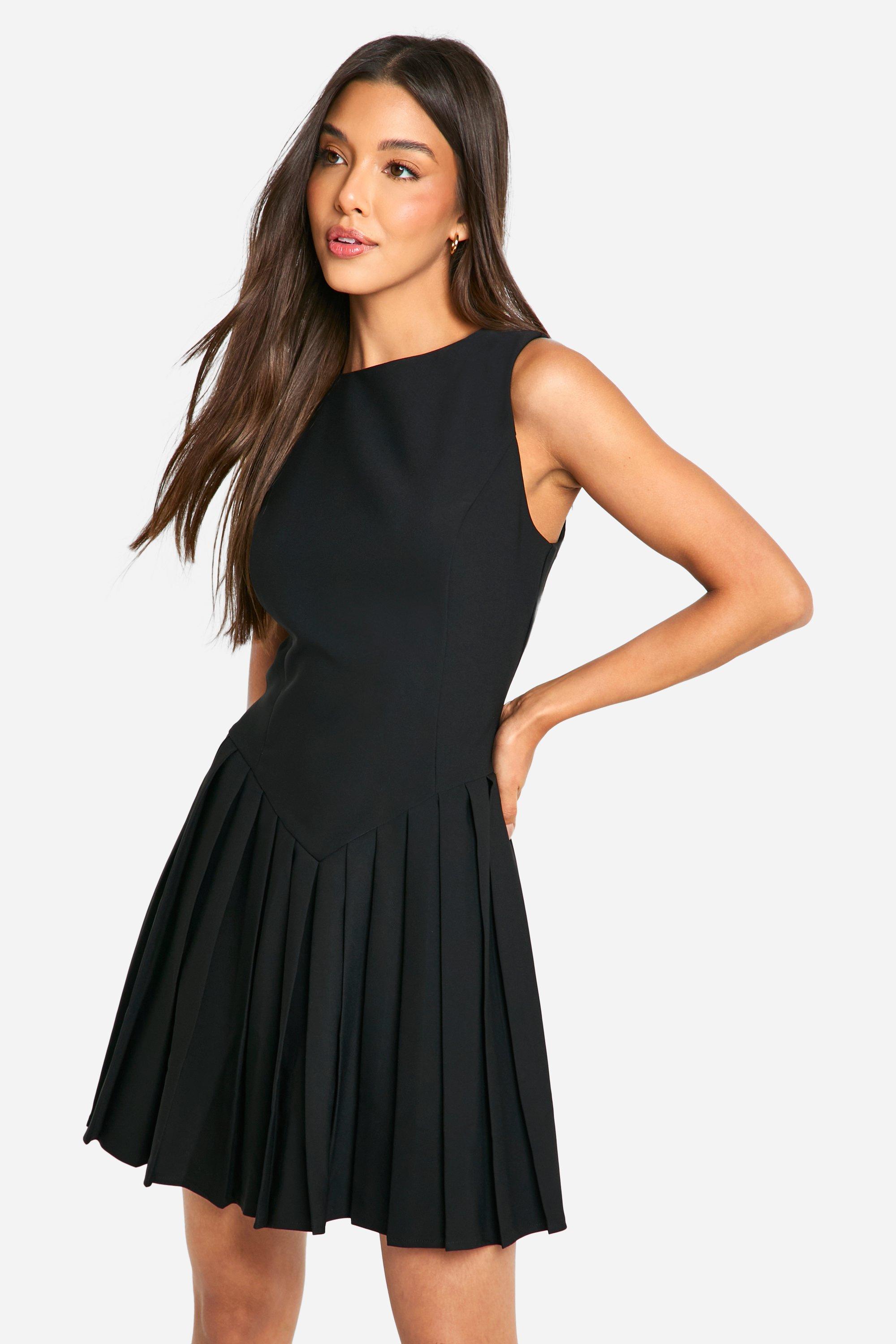 Boohoo Geplooide Getailleerde Mini Jurk, Black