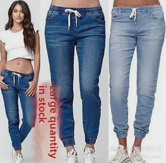 CrestLink Losse, grote maten jeans met elastische taille en leggings voor dames 5XL
