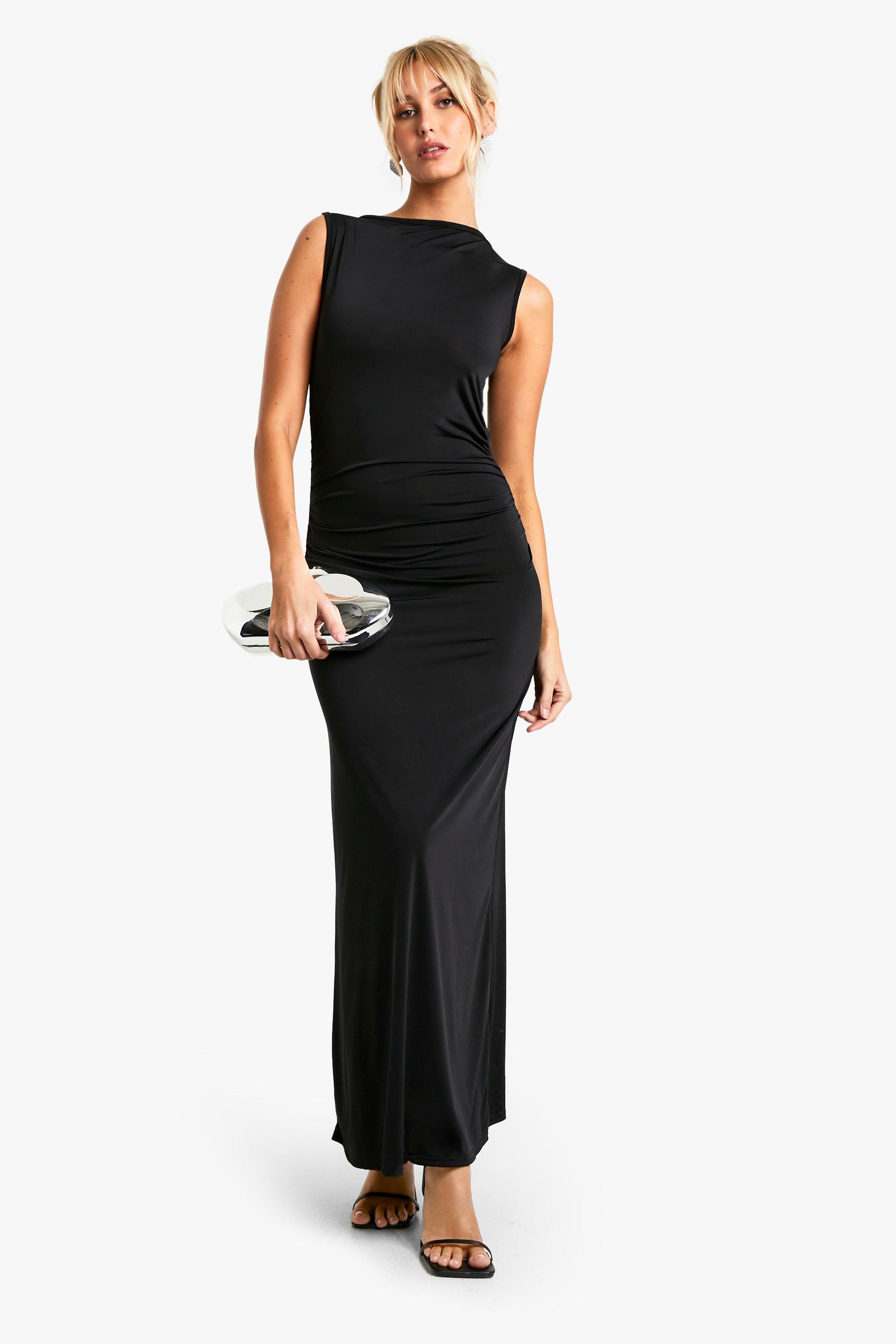 Boohoo Maxi Jurk Met Kanten Col En Col, Black