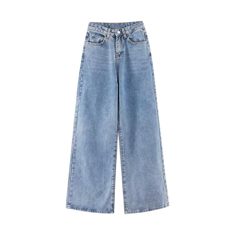 VantaGoods High Waist Dames Wijde Pijpen Slim Jeans - Losse, Nieuwe Koreaanse Stijl, All-Match, Rechte Drape Mopping Broek 2XL