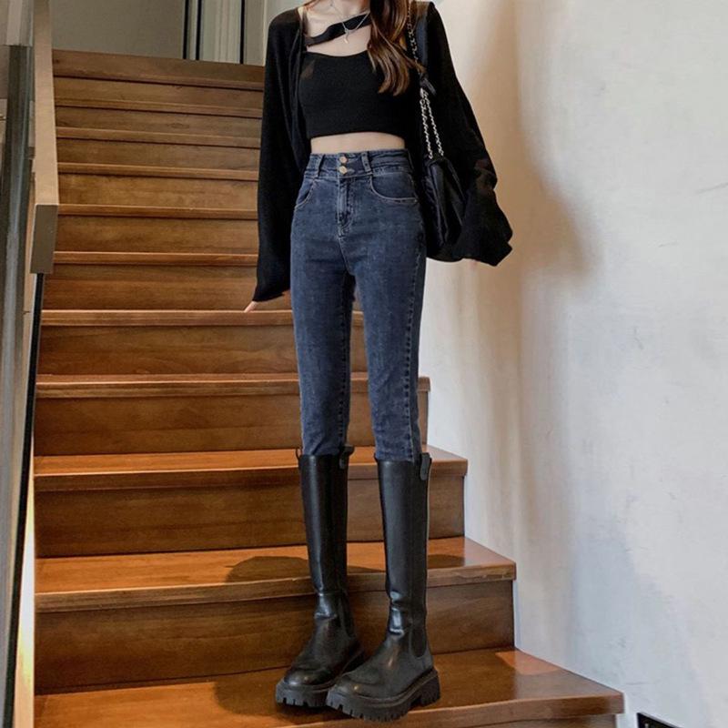 VantaGoods Elastische skinny jeans met hoge taille voor dames - Buikverstevigend, Heupliftend, Herfst/Winter potloodbroek 29