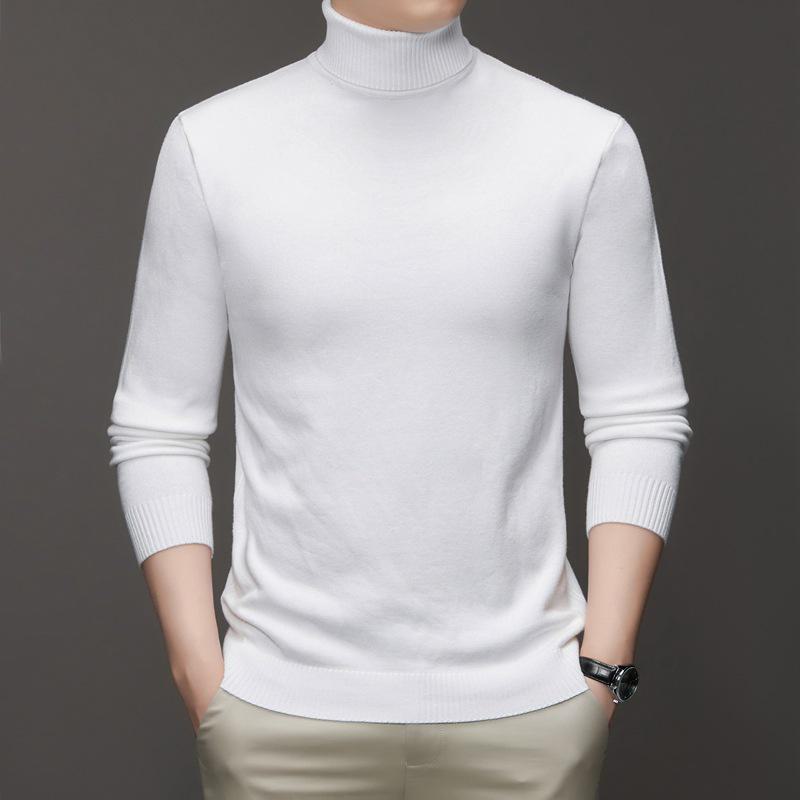 Top Men Wardrobe Herenmode anti-pilling coltrui - Trendy effen gebreid shirt met lange mouwen M wijnrode kleur