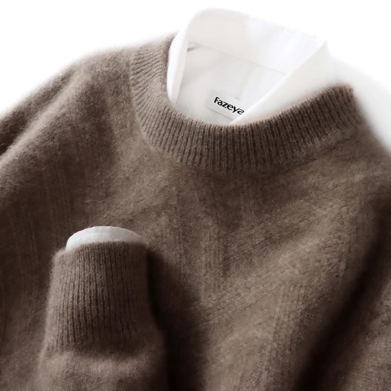 PulseTrade Heren dikke kasjmiertrui - herfst/winter effen, ronde hals, losse pasvorm, zakelijke, casual gebreide trui. XL