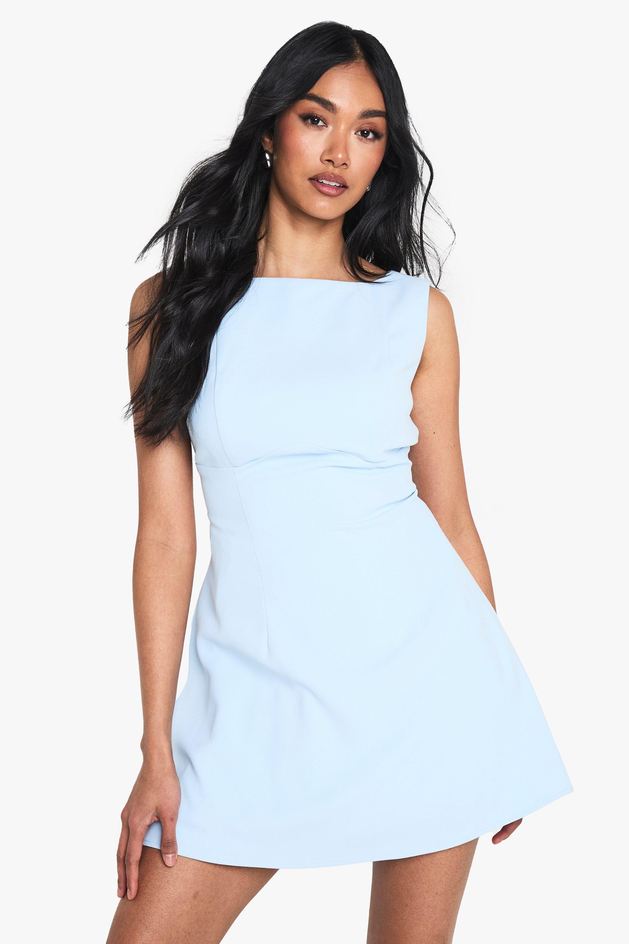Boohoo Satijnen A Line Mini Jurk Met Structuur, Blue