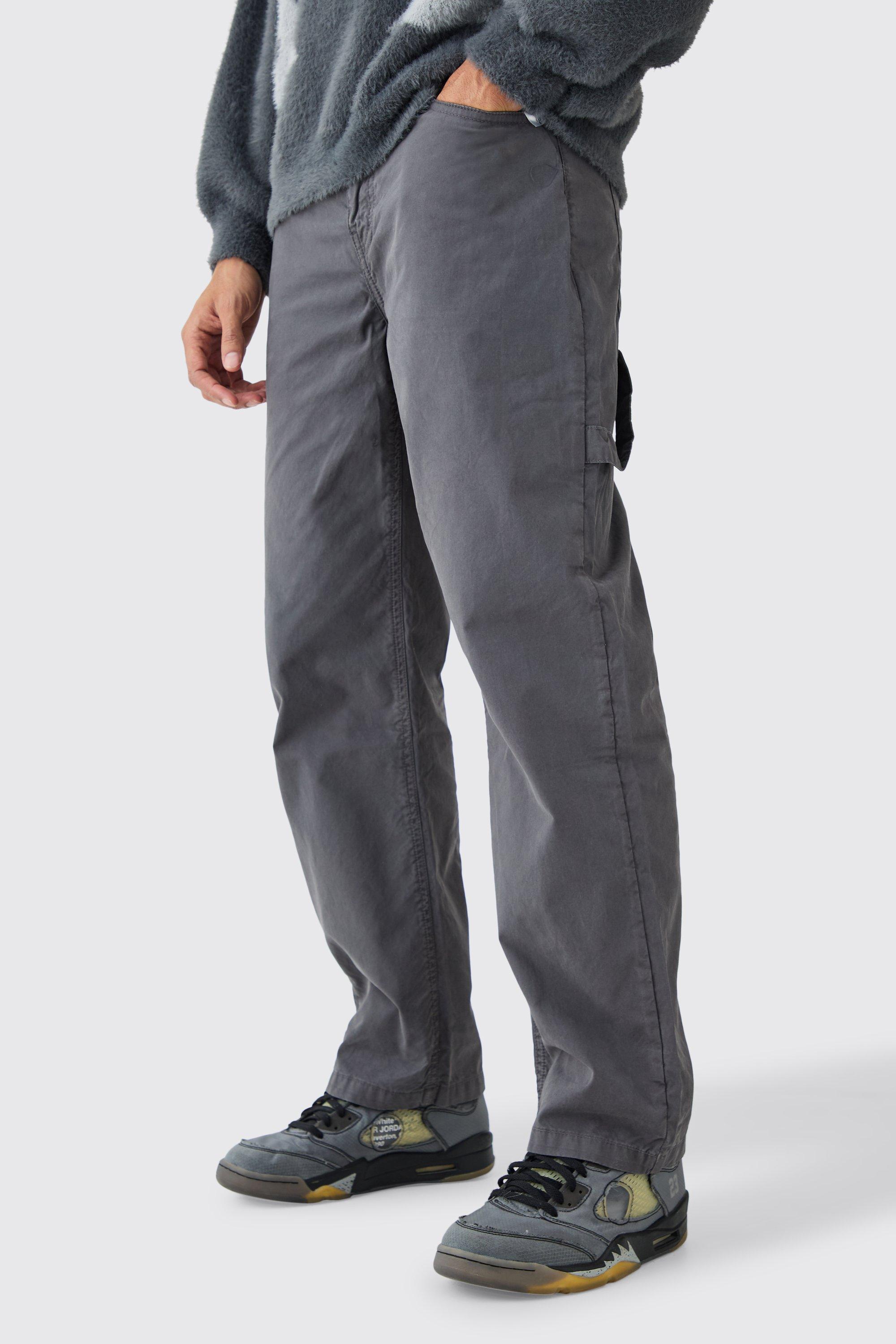 Boohoo Gebleekte Baggy Utility Broek Met Tailleband, Charcoal
