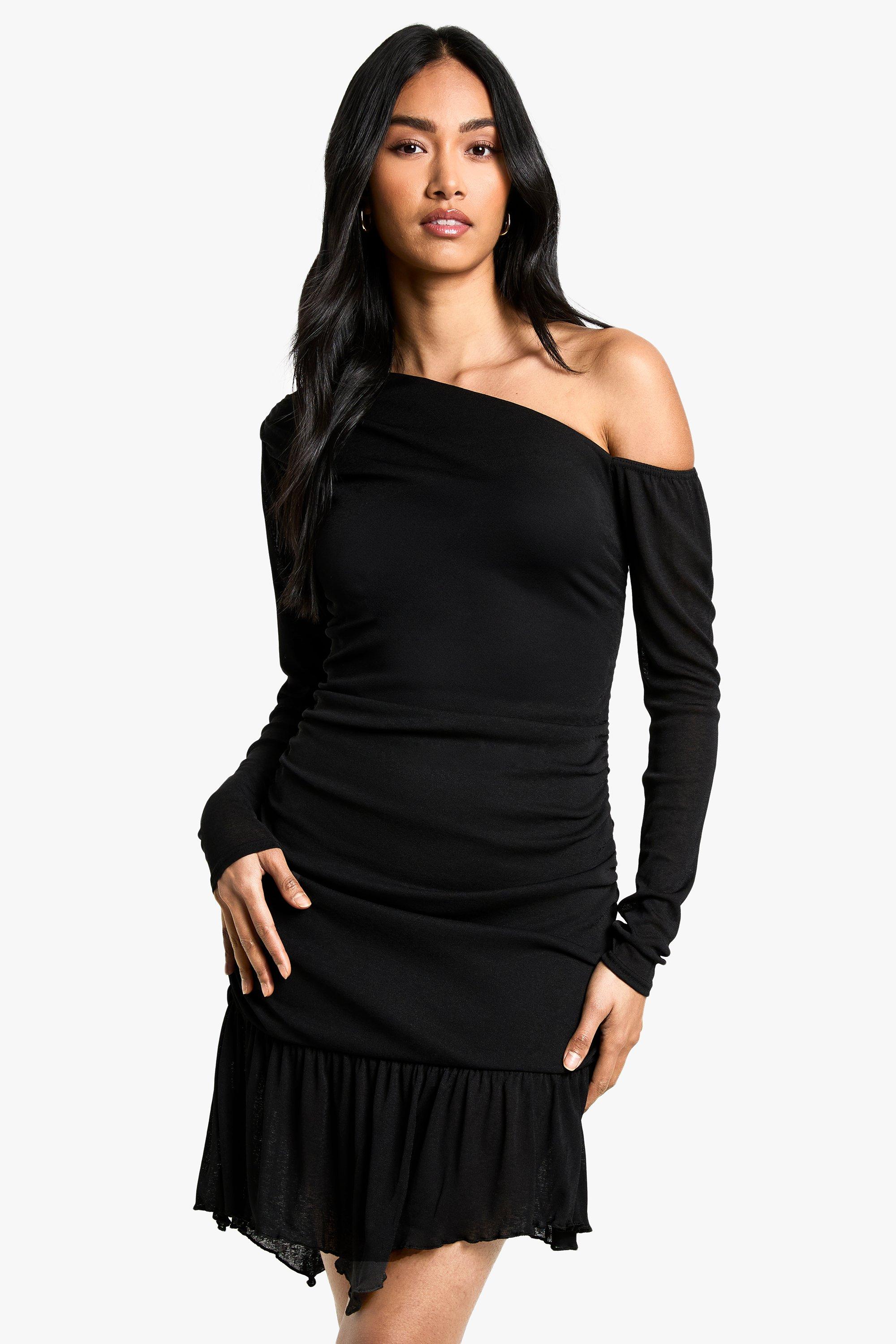 Boohoo Geplooide Mesh Burnout Mini Jurk, Black