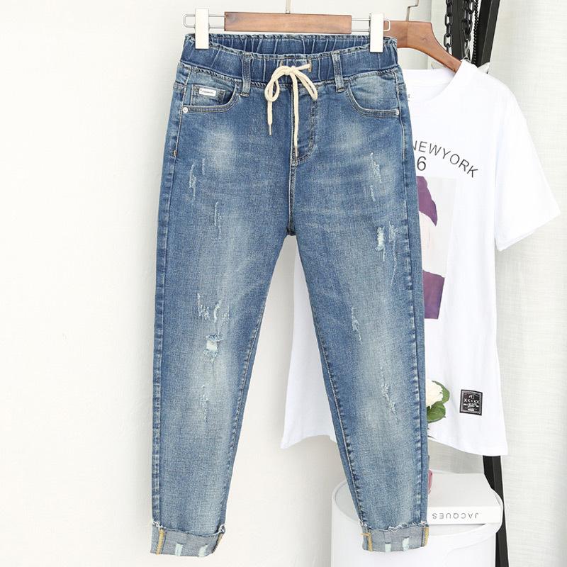 ZAIA Women Jacket Hoge taille damesmode casual jeans Boyfriend denim jeans potloodvoeten broek XL lichtblauwe kleur