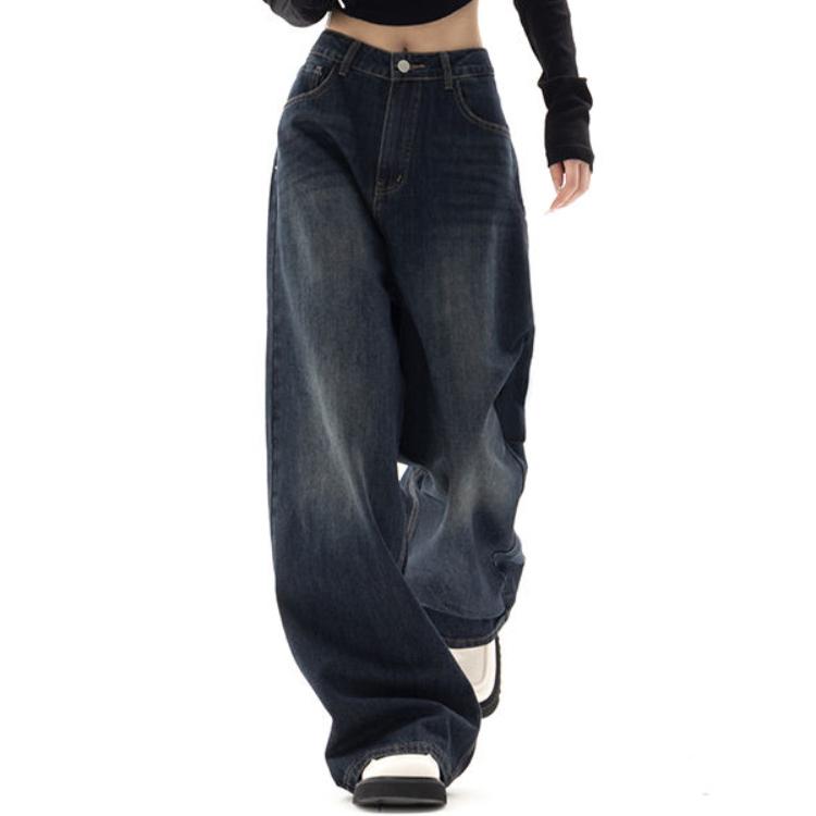 PlusGlamour Vintage vrouwen wijde pijpen jeans harajuku baggy denim broek oversized grunge streetwear Y2k herfst broek Koreaanse mode S