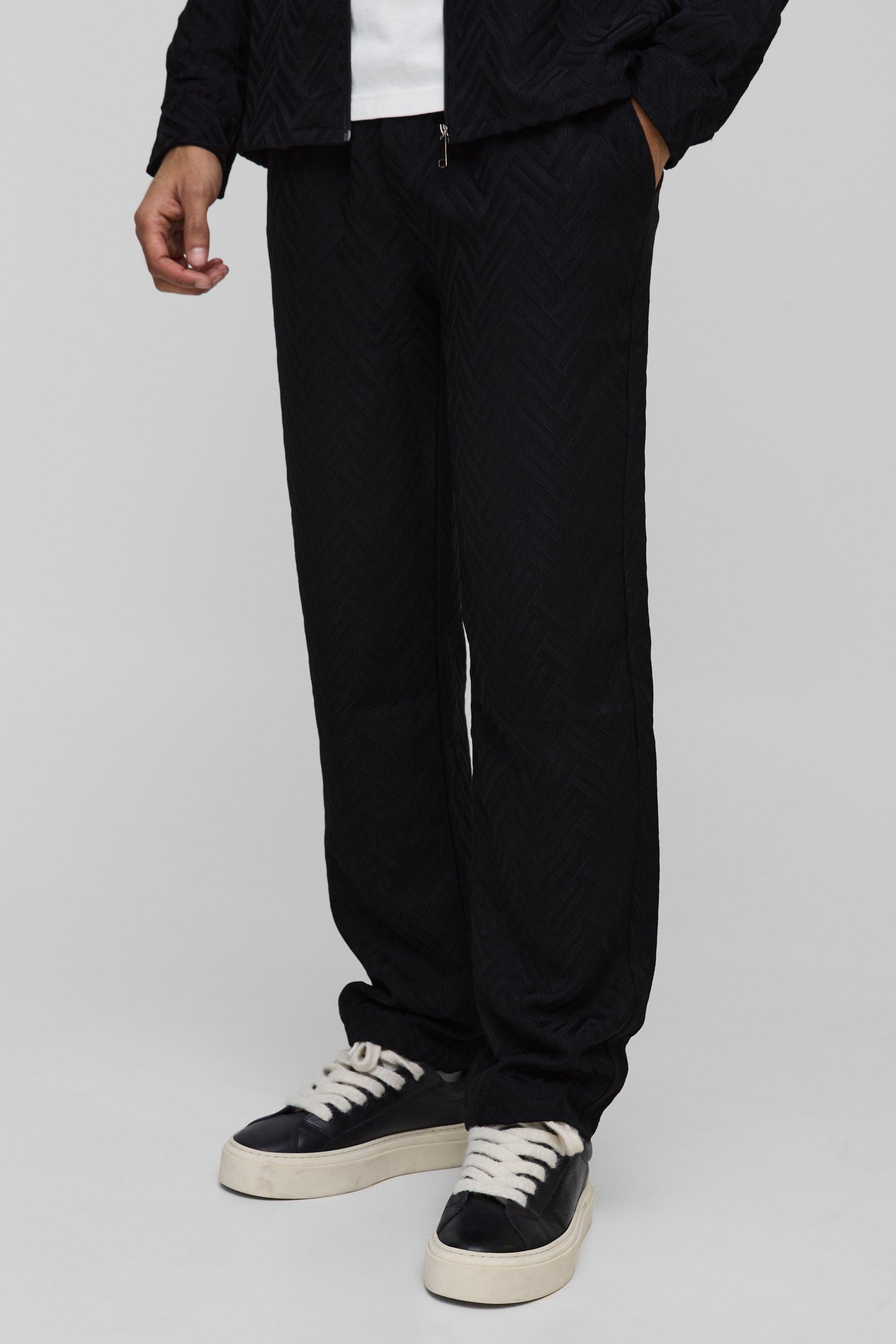 Boohoo Monochrome Nette Geo Print Broek Met Rechte Pijpen, Black