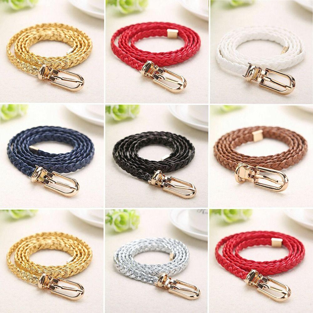 ThadeVigo Vintage damesjurk met gevlochten riem, damesjurk met cummerband, geweven tailleband met gesp en speld. wit