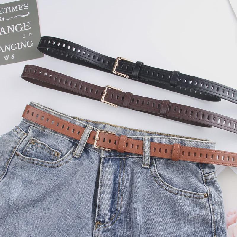 CrossCart Trendy holle leren riem voor dames - Stijlvol, modieus en perfect voor jeans zwart