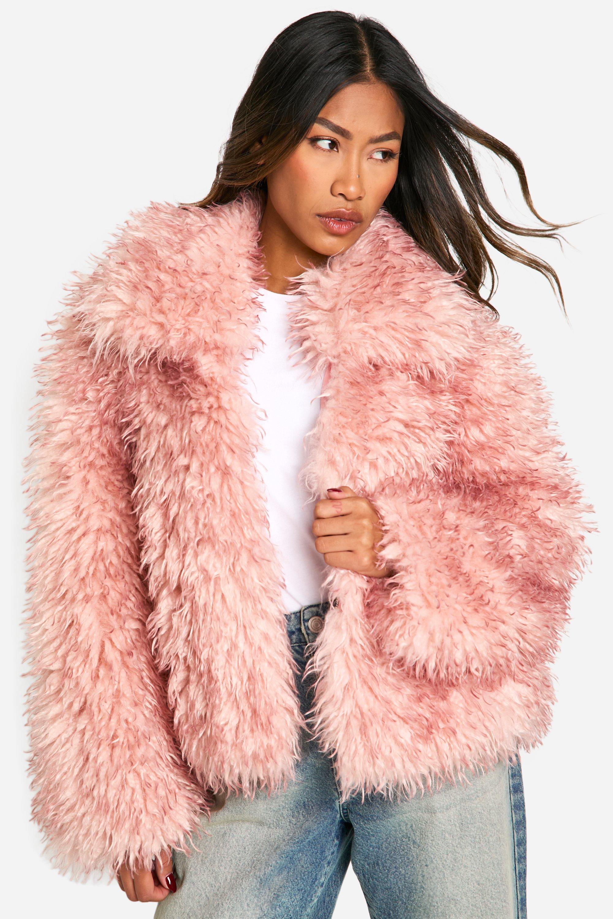 Boohoo Nepwollen Faux Fur Jas, Pink
