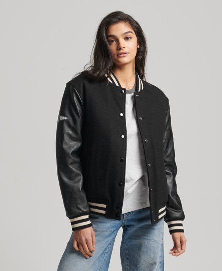 Superdry Vrouwen College Varsity Bomberjack Zwart