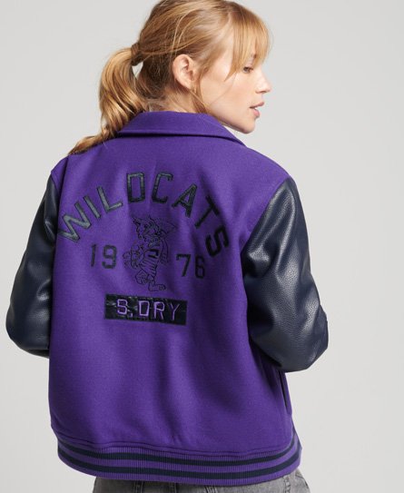 Superdry Vrouwen Vintage Mixed Varsity Bomberjack Paars