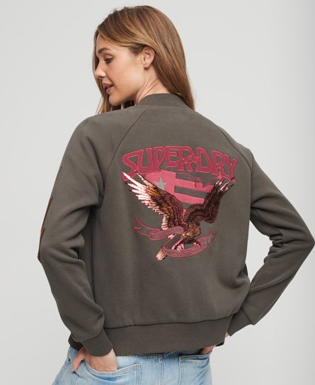 Superdry Vrouwen 70s Lo-fi Band Jersey Bomberjack Donkergrijs