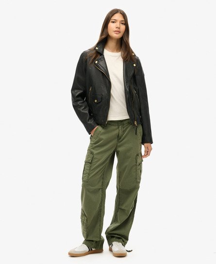 Superdry Vrouwen Rechte Cargobroek met Lage Taille Groen