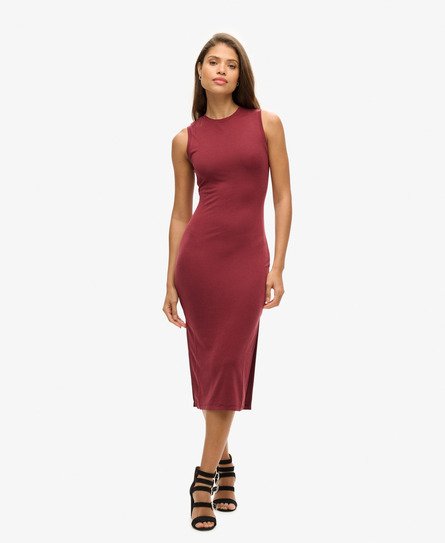 Superdry Vrouwen Jersey Midi-jurk met Detail aan de Achterkant Paars