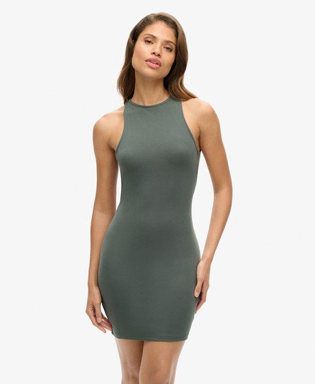 Superdry Vrouwen Jersey Mini-jurk met Gekruiste Bandjes Groen