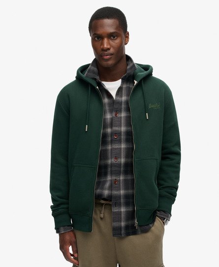 Superdry Mannen Essential Logo Hoodie met Rits Groen