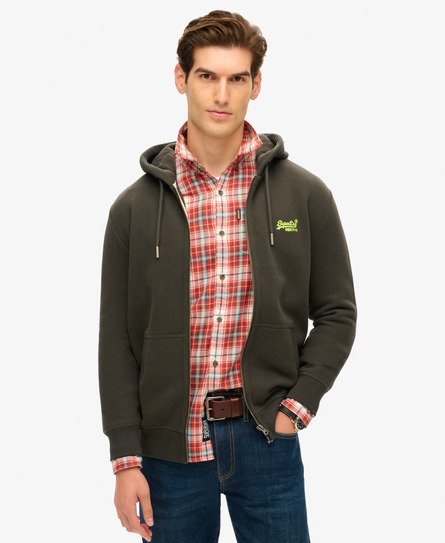 Superdry Mannen Essential Logo Hoodie met Rits Groen