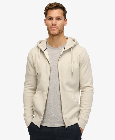 Superdry Mannen Essential Logo Hoodie met Rits Beige