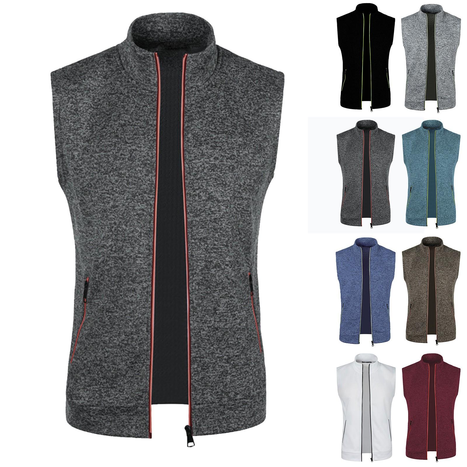 Ximalaya Heren Herfst Dunne Fleece Losse Trui Jas Gebreide Cardigan Rits Zak Vest Vest L