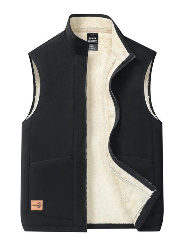 Top Men Wardrobe Heren Lamsvacht Opstaande Kraag Dubbelzijdig Fluwelen Vest - Lente/Herfst Warm Casual Mouwloos Jasje 3XL grijze kleur