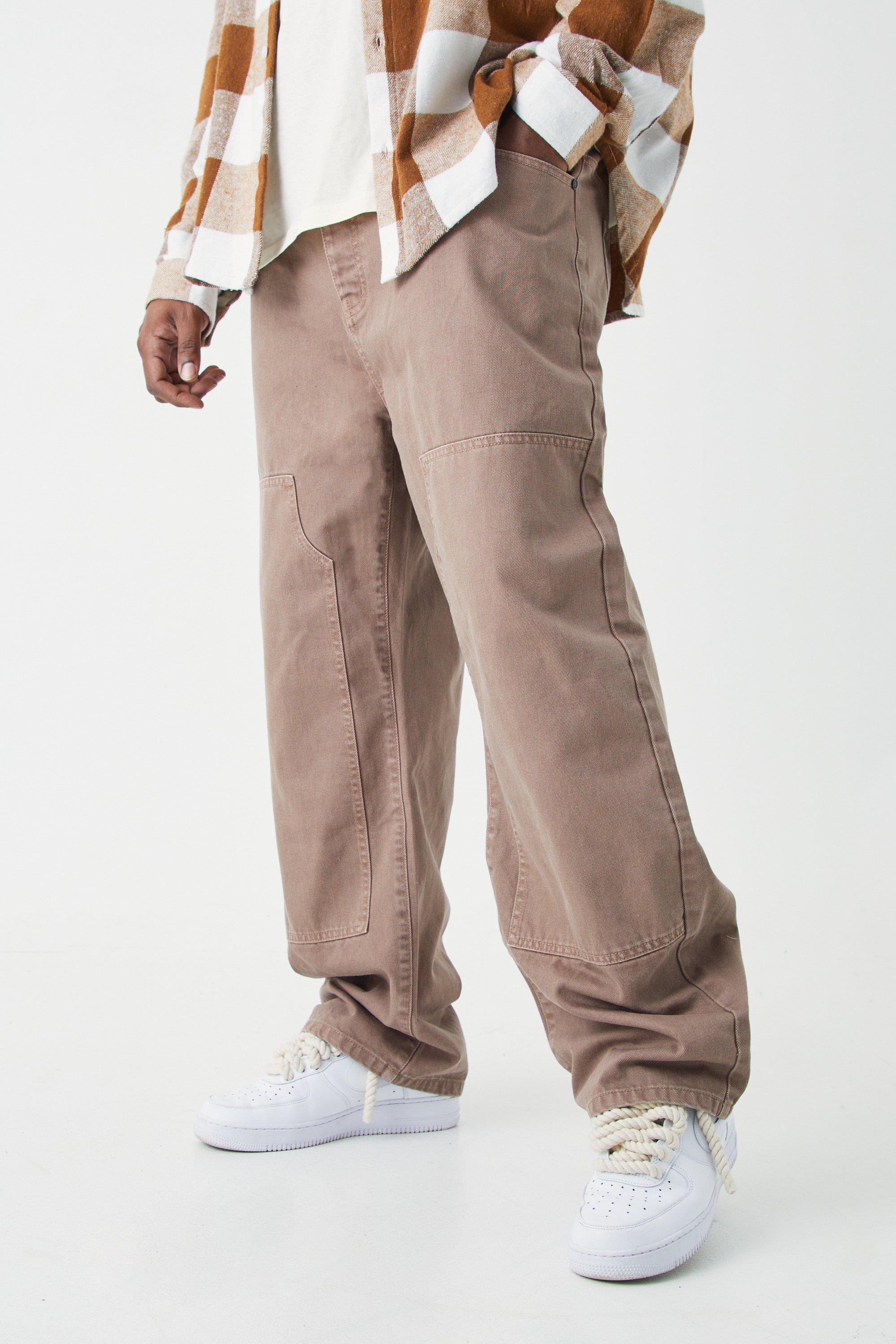 Boohoo Plus Onbewerkte Onbewerkte Overdye Utility Jeans, Brown