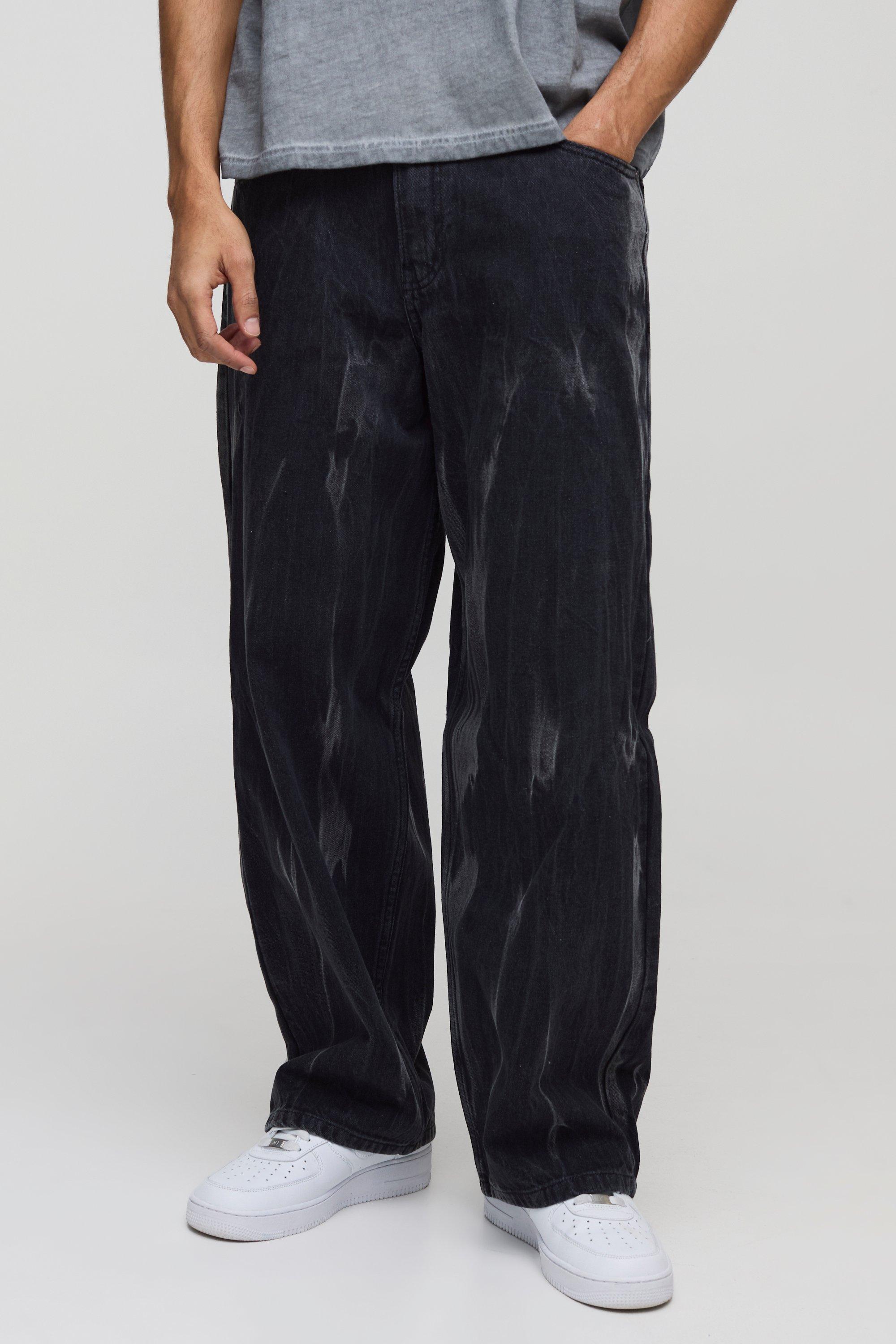 Boohoo Extreem Zwarte Gebleekte Super Baggy Jeans, Black