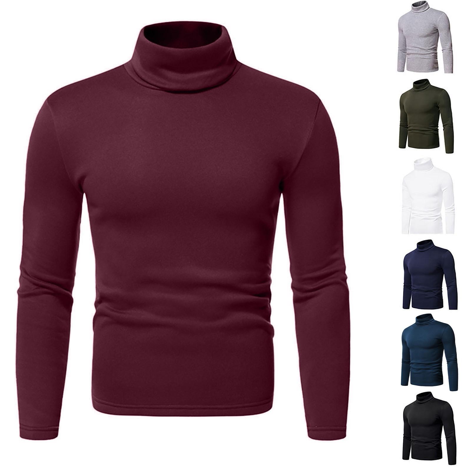 Ren Bag Heren coltrui lange mouwen effen kleur stretch slim fit onderkant top blouse L zwart