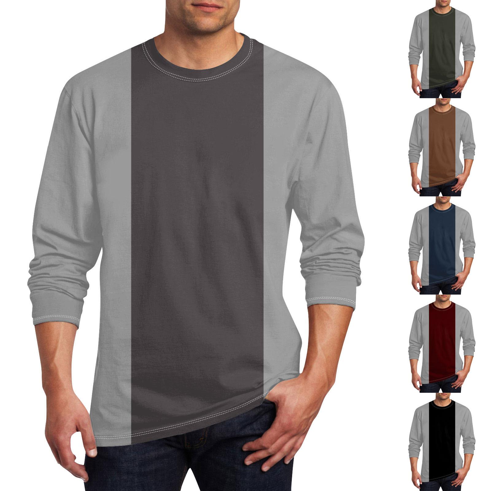 Linglong Heren T-shirt O-hals Kleding Kleding Buiten Lange Mouw Print Modeontwerper Vintage S