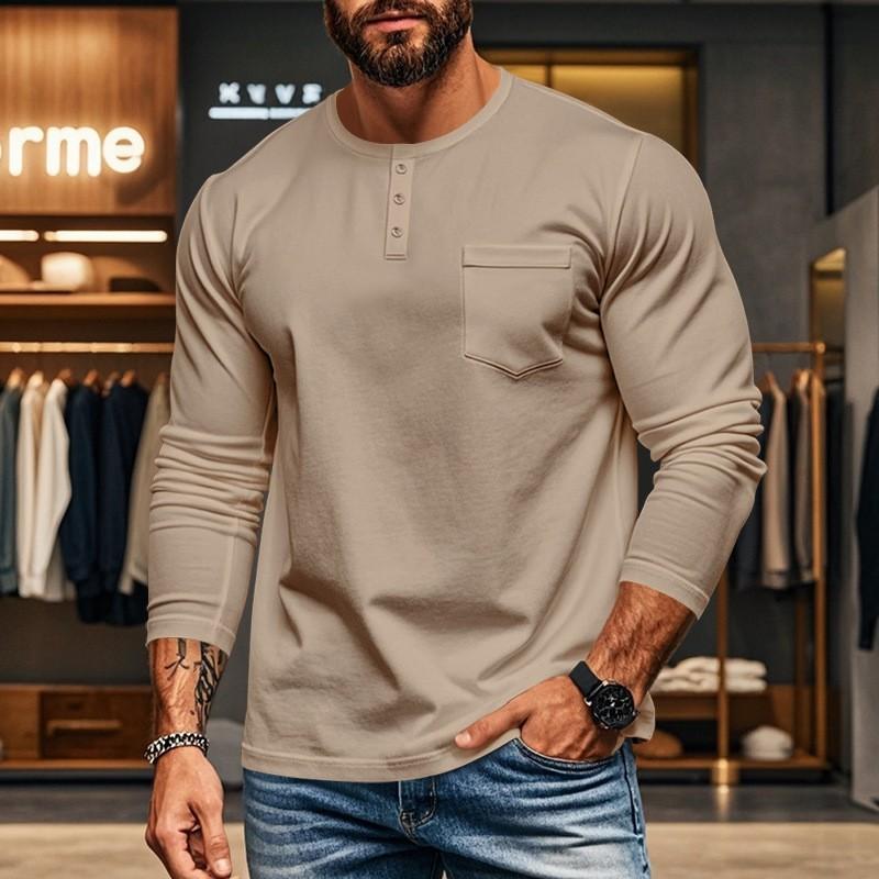 Fashion human Heren herfst- en winter T-shirt met ronde hals en lange mouwen Slanke ademende trui casual lange mouwen ondershirt shirt tops M wit