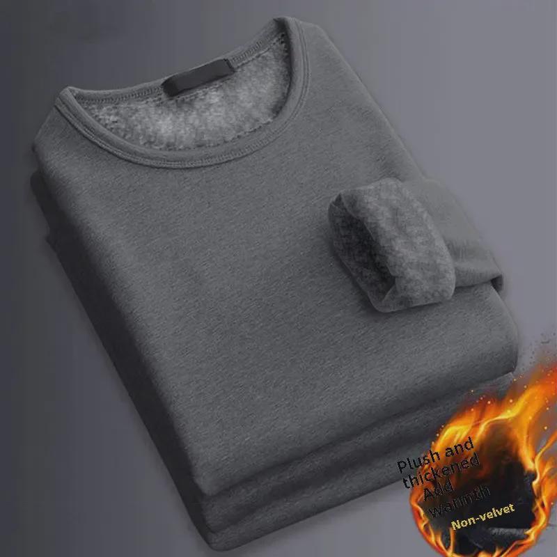 VantaGoods Heren pluche T-shirt met lange mouwen: Dikke, warme onderkleding voor herfst en winter, verkrijgbaar in losse, grote maten. XXL