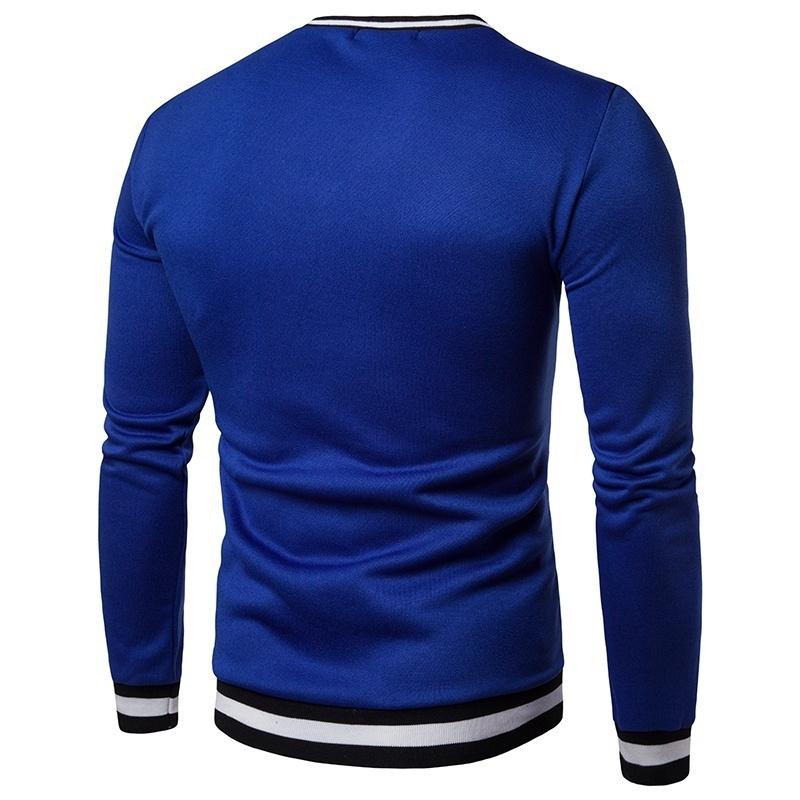 Global UI Pure kleur zwart-wit colorblock Luokou heren casual trui met V-kraag en lange mouwen L rood