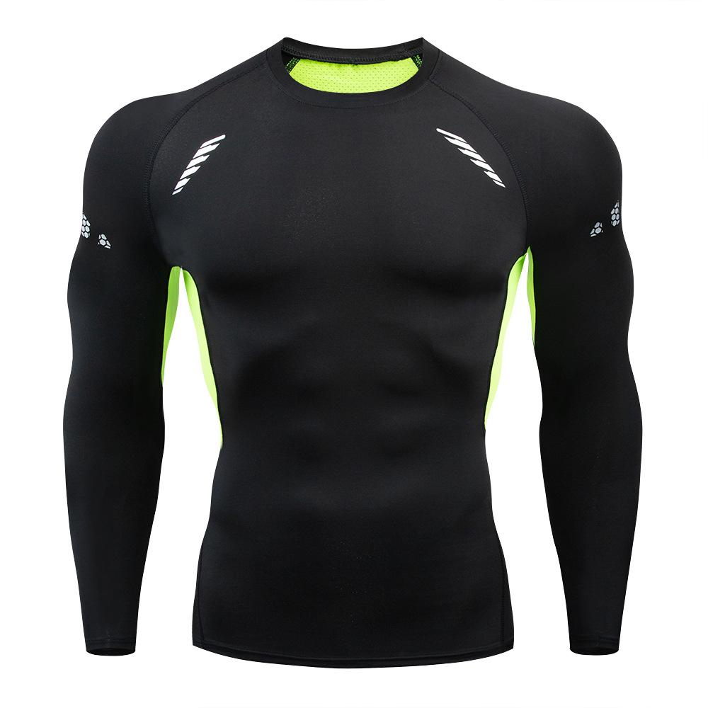 Tooyoo Lange Mouw Sport T-shirt Training Jogging Shirts Gym Sportkleding Snel Droog Rashgard Heren Compressie Fitness Strakke Hardloop T-shirt S groen