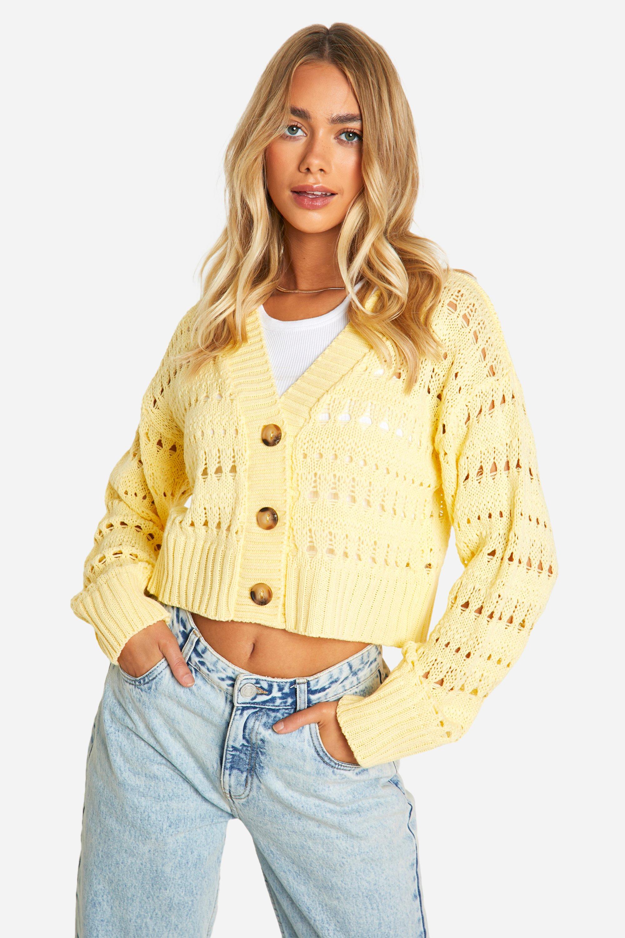 Boohoo Gehaakte Bolero Met Knopen, Butter
