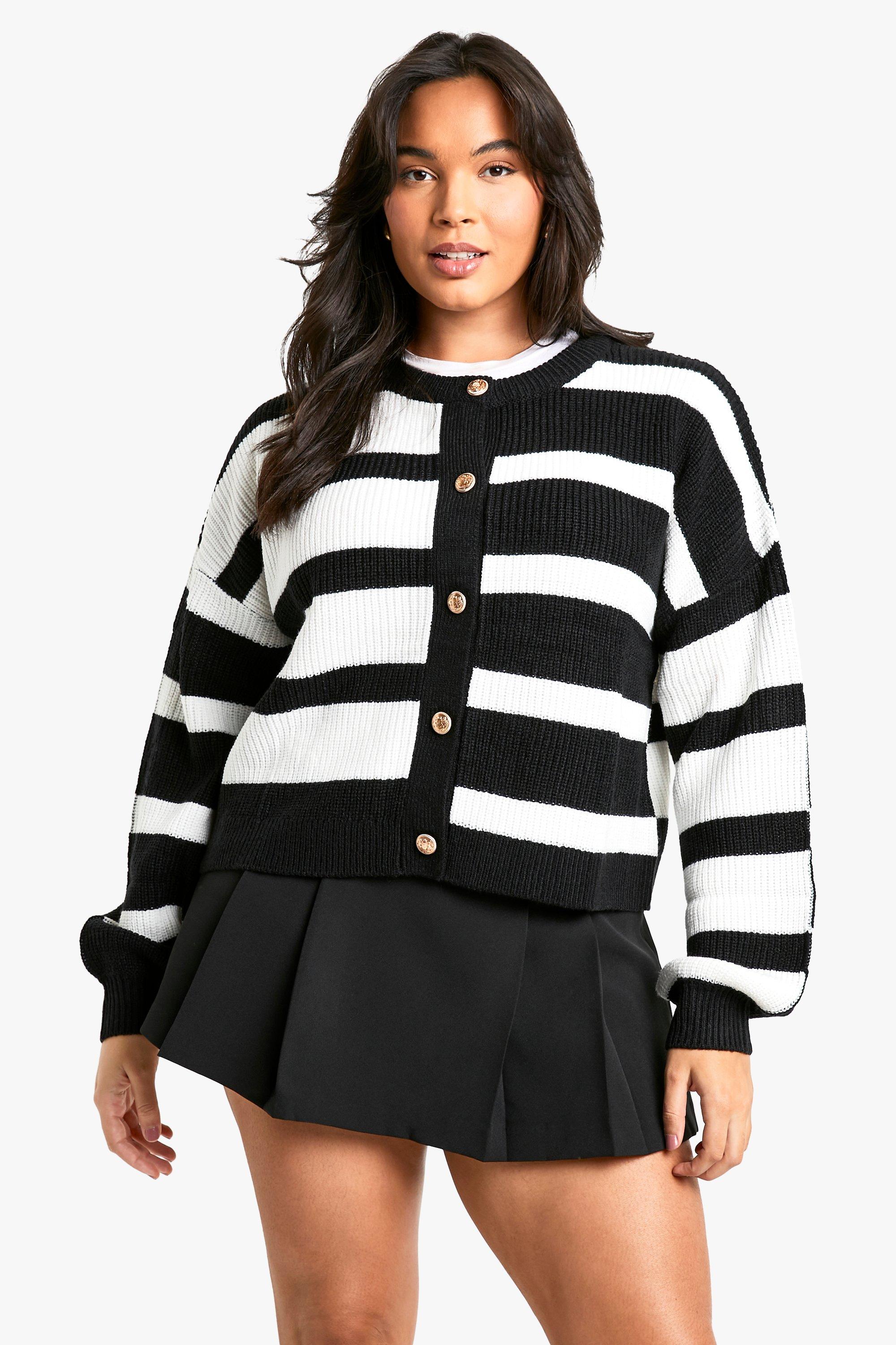 Boohoo Plus Contrasterend Gestreepte Cardigan, Multi