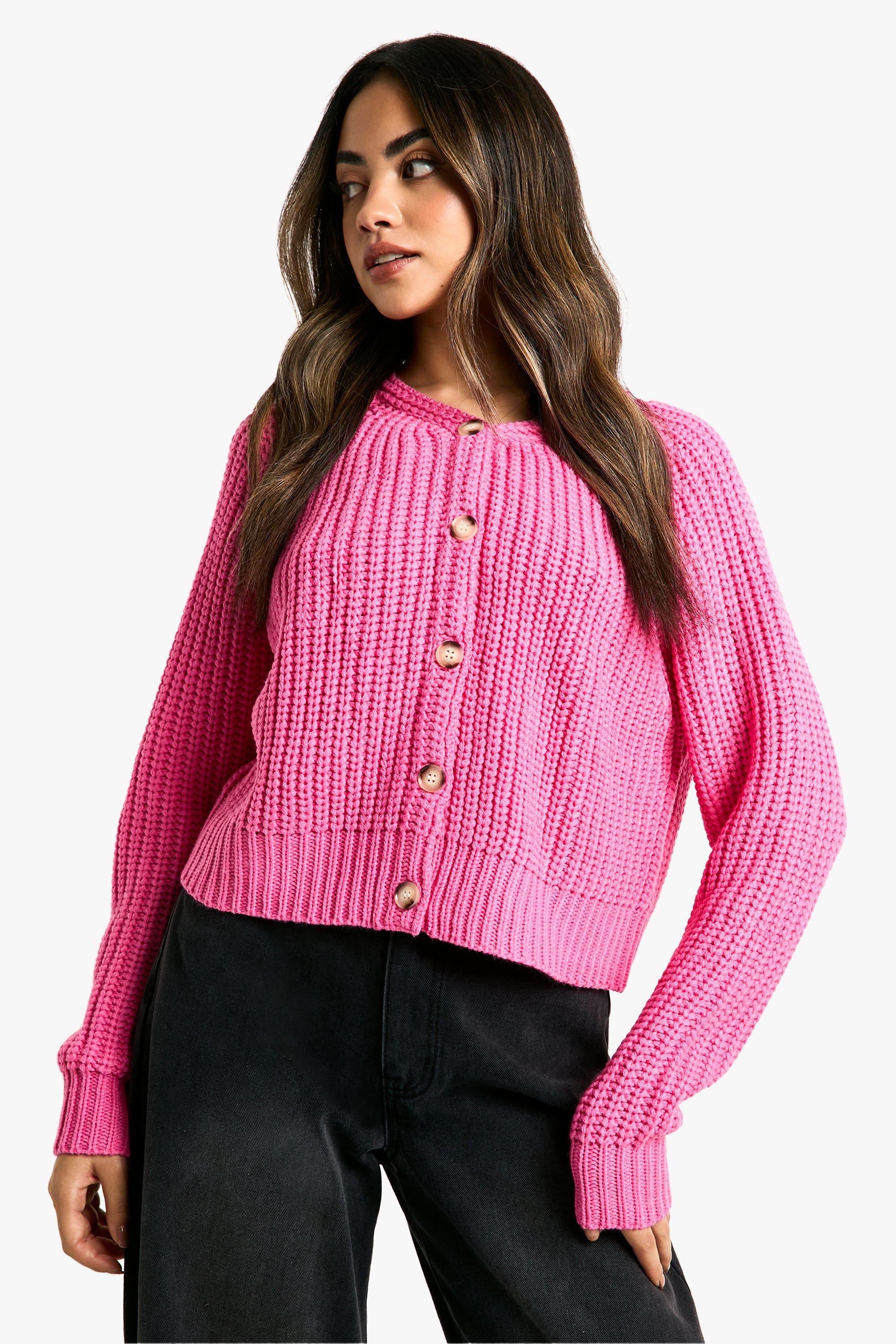 Boohoo Gebreide Cardigan Met Knopen, Pink