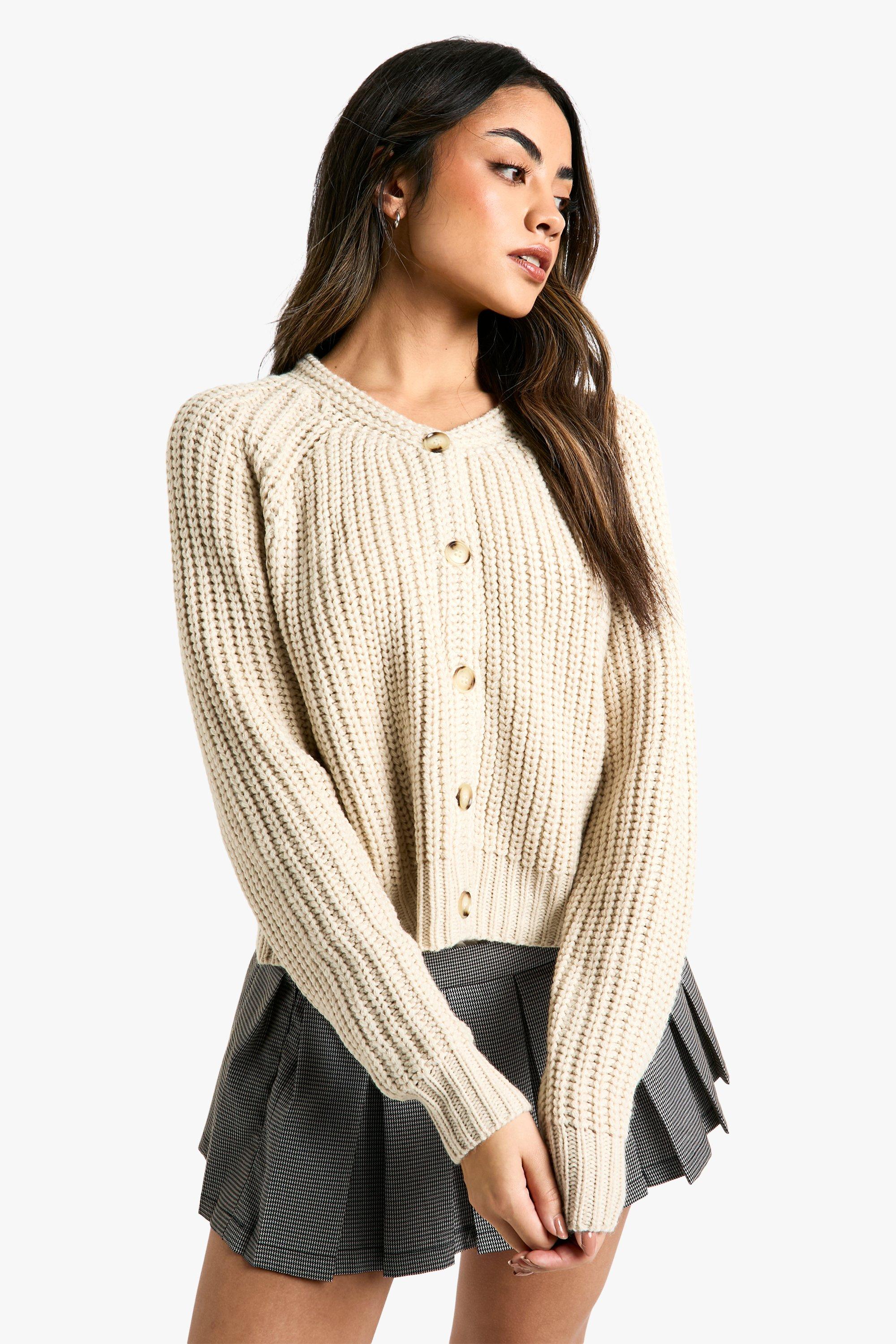 Boohoo Gebreide Cardigan Met Knopen, Stone