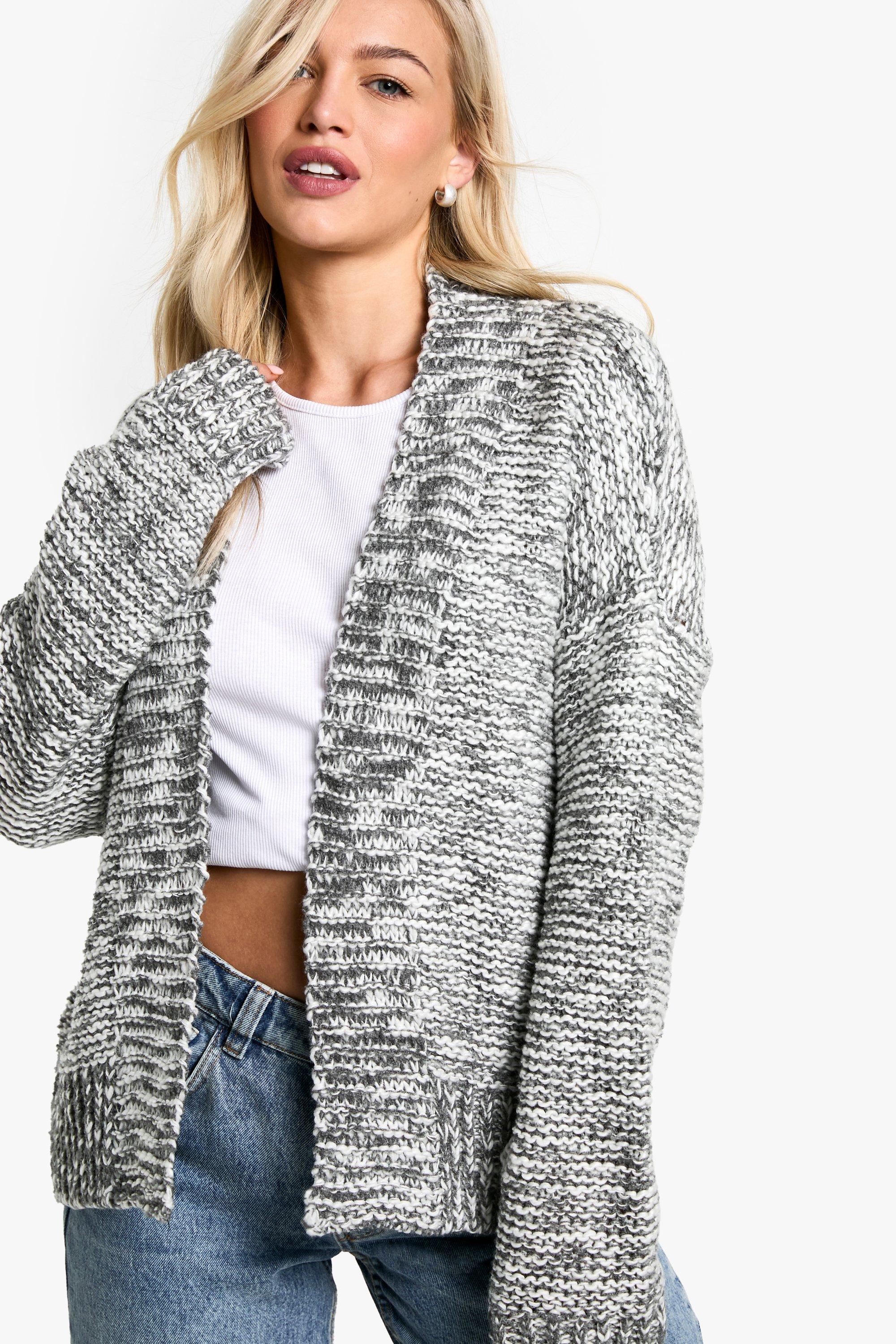 Boohoo Dikke Gebreide Baggy Cardigan, Charcoal