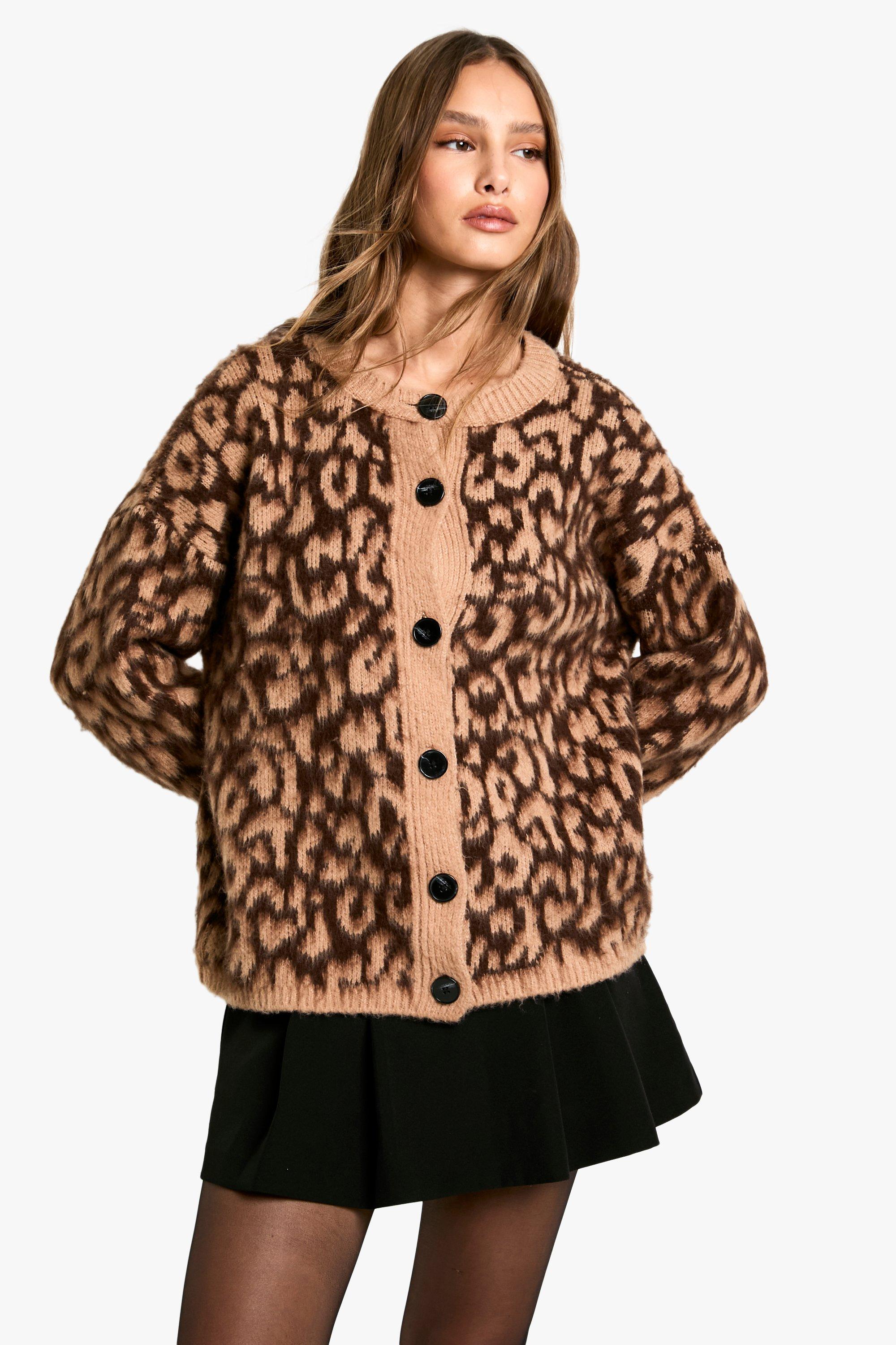 Boohoo Luipaardprint Cardigan, Camel