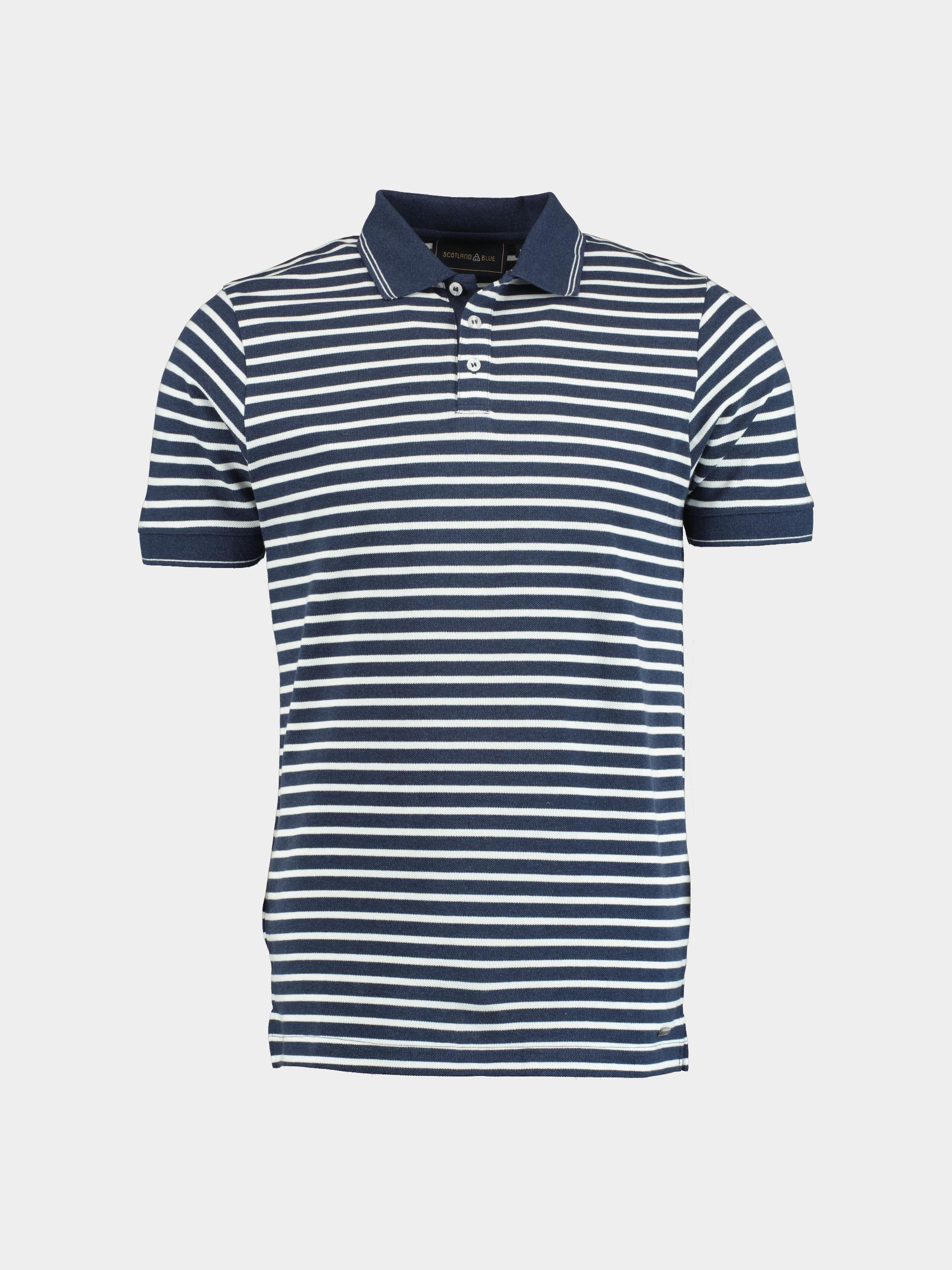 Scotland Blue Polo korte mouw liam stripe polo pique 25108li17sb/290 navy