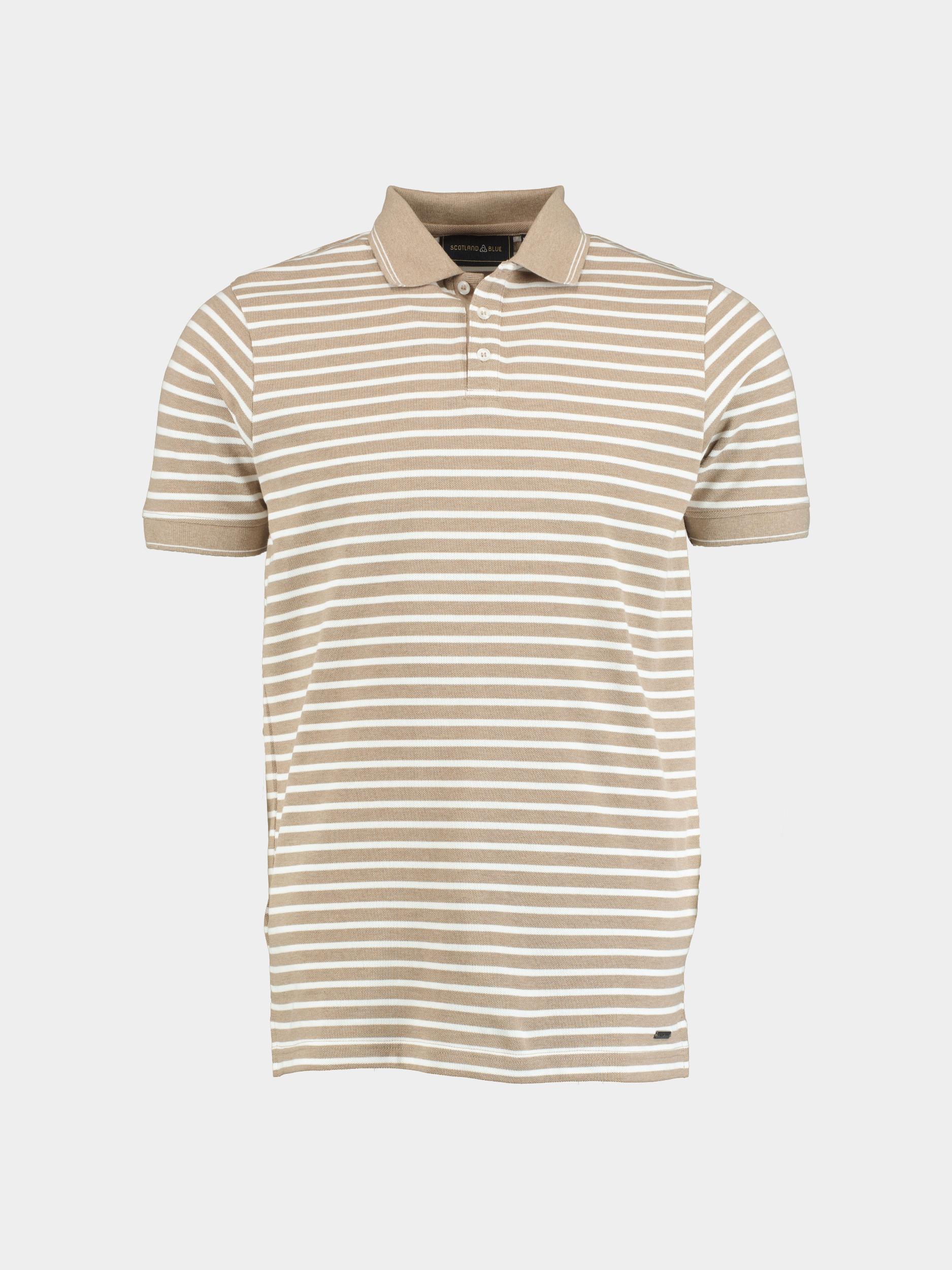 Scotland Blue Polo korte mouw liam stripe polo pique 25108li17sb/830 camel