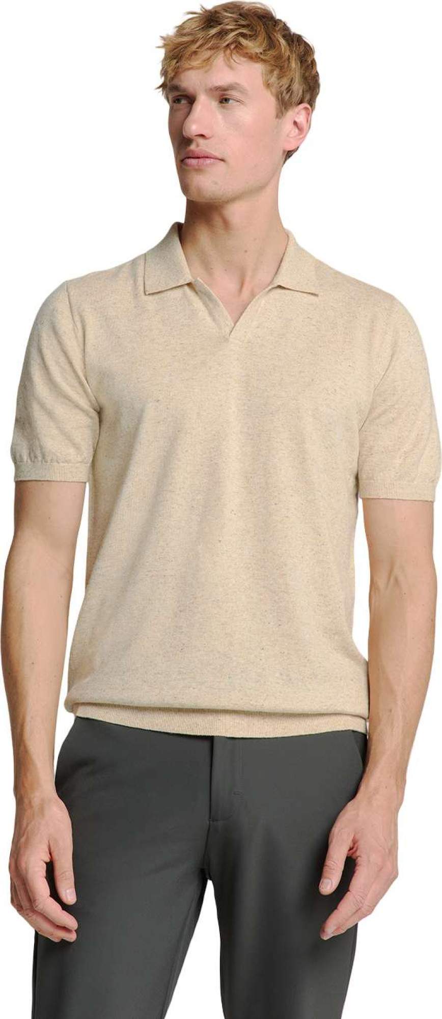 No Excess Pullover short sleeve polo v melang sand