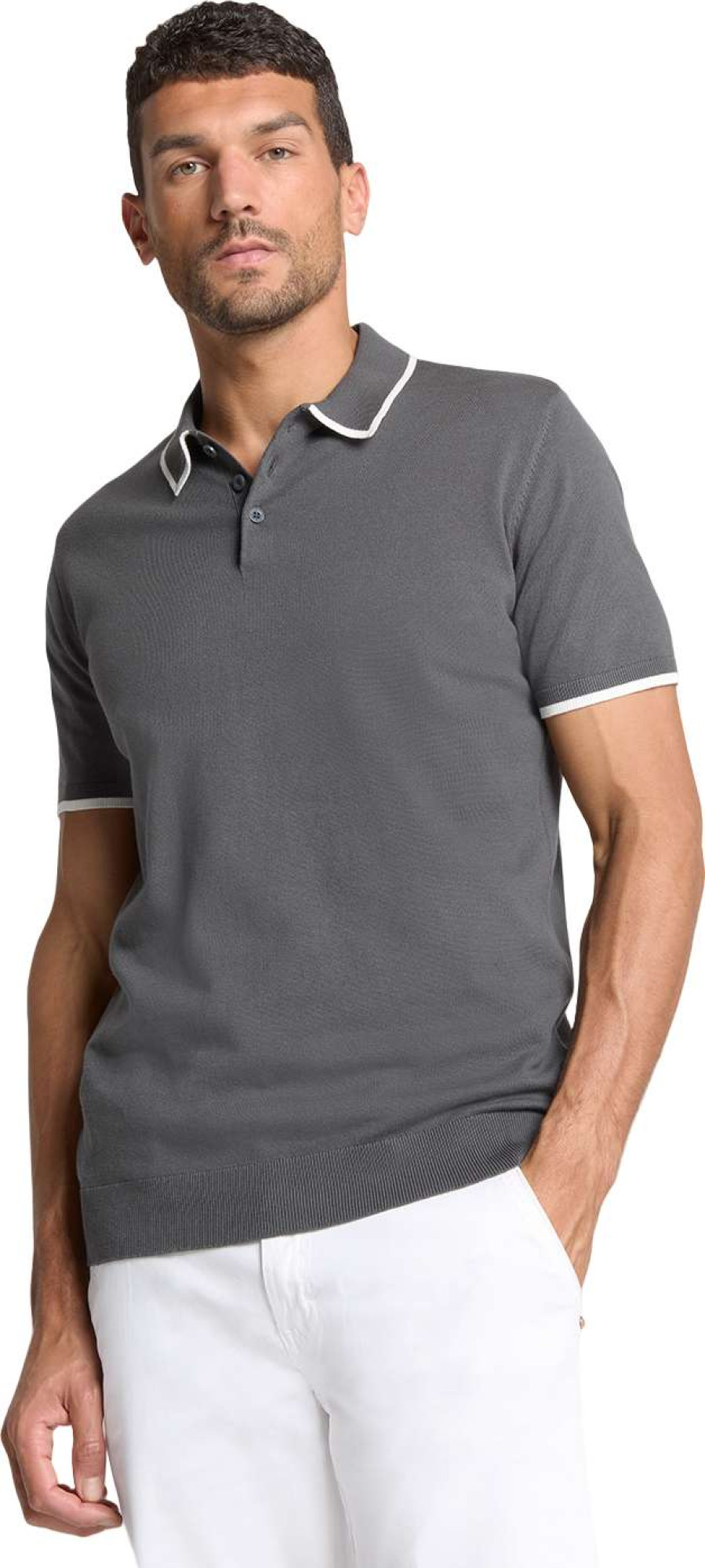No Excess Pullover short sleeve polo button s dark steel