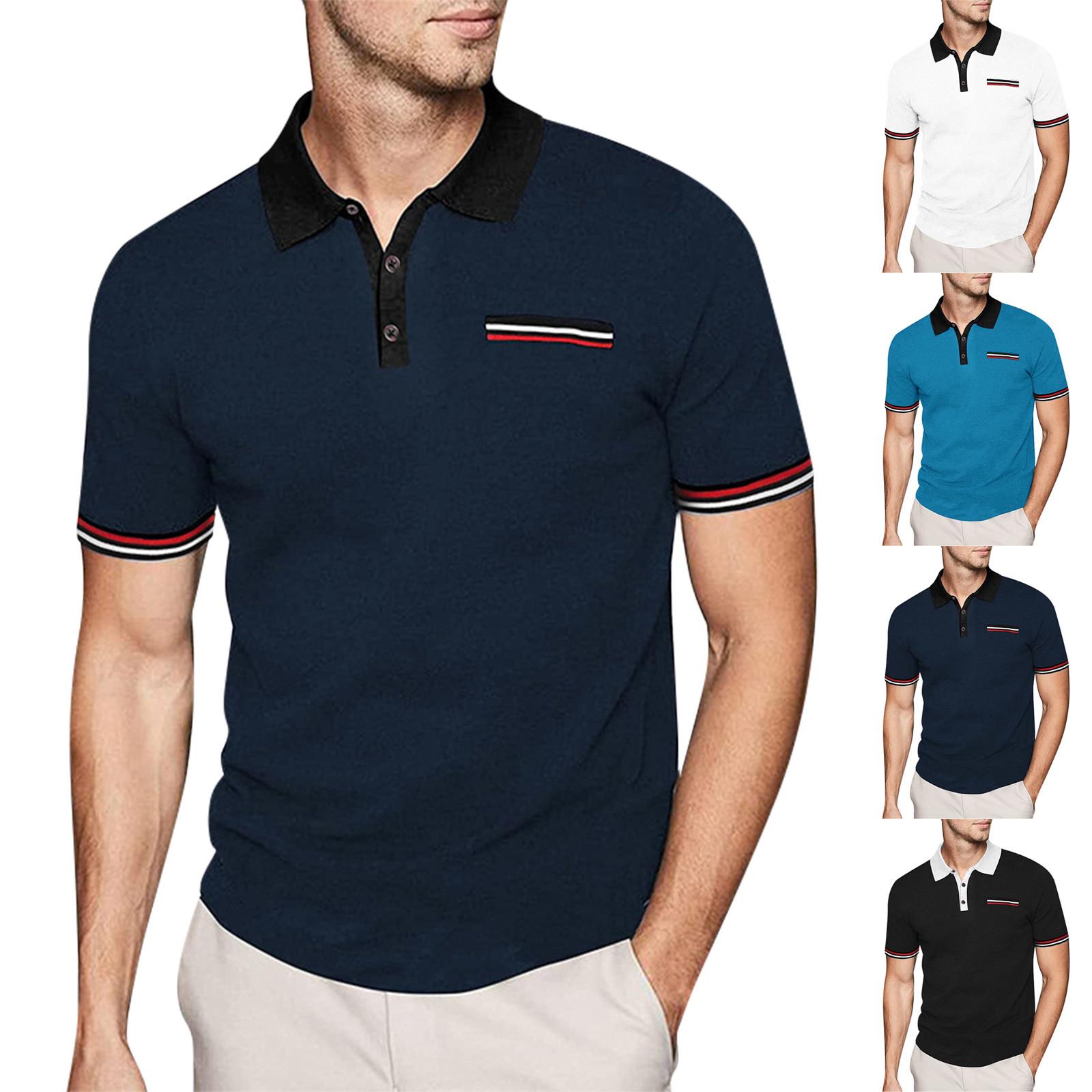 Ximalaya (Qunide) Heren zomermouwen korte mouw slim fit mode ademend golfshirt voor heren L wit