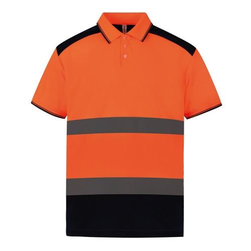 Yoko Heren tweekleurig Hi-Vis poloshirt L Vloot/oranje