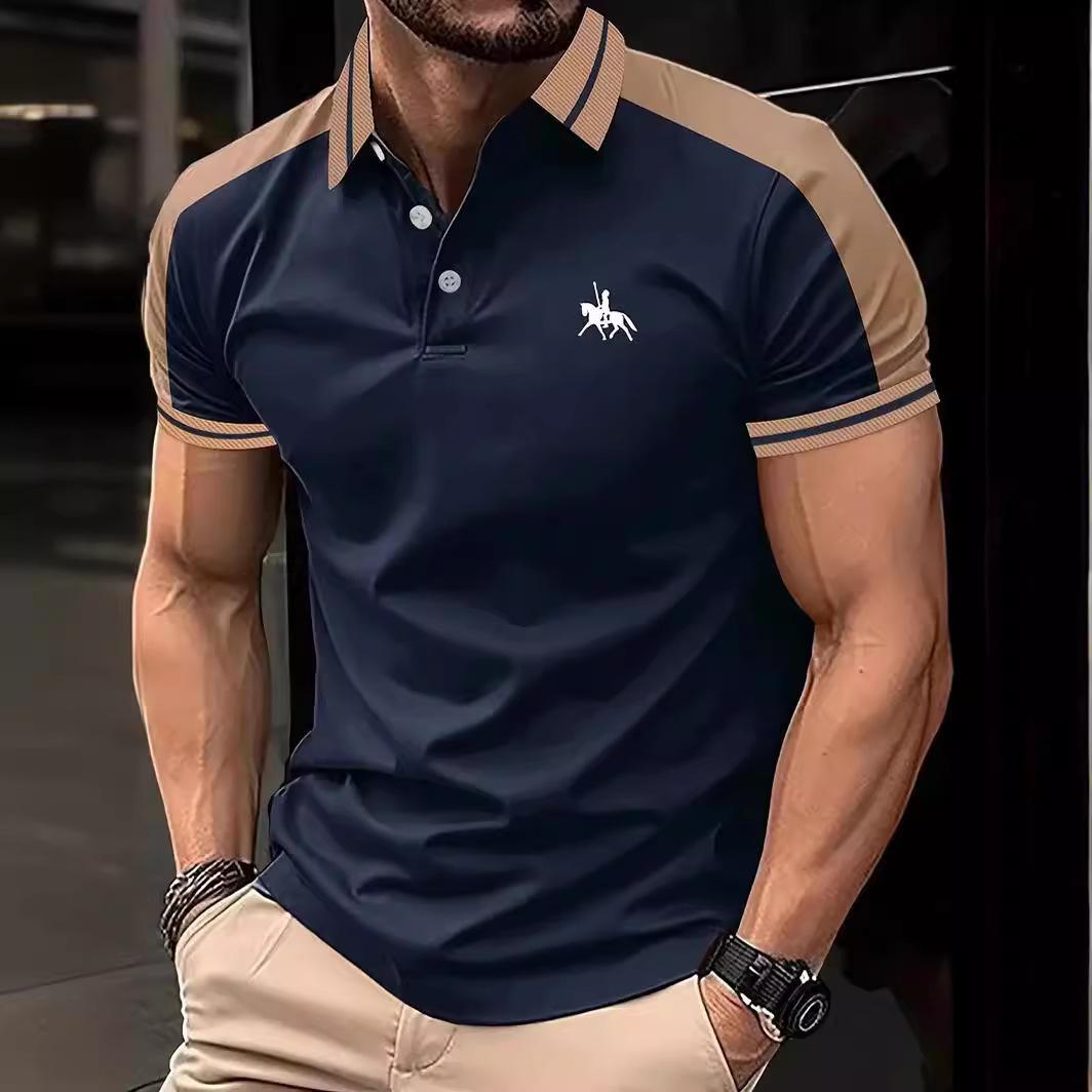 Top Men Wardrobe 2024 Europees en Amerikaans casual poloshirt met korte mouwen en revers voor heren XXXL zwart