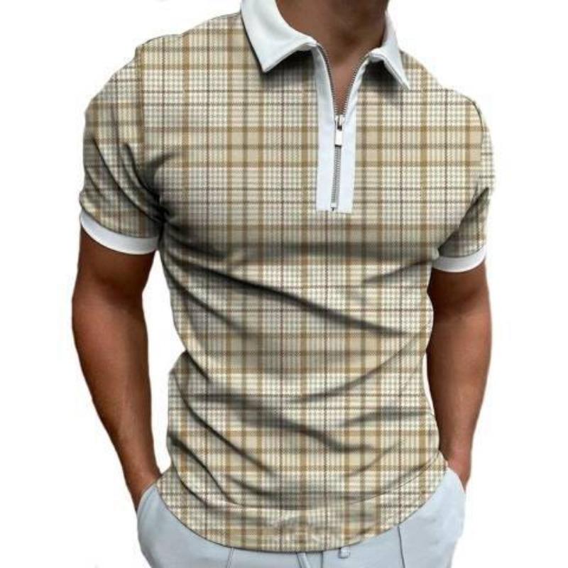 Casual Mans Clothing Heren gestreept bedrukt casual poloshirt met korte mouwen S blauw