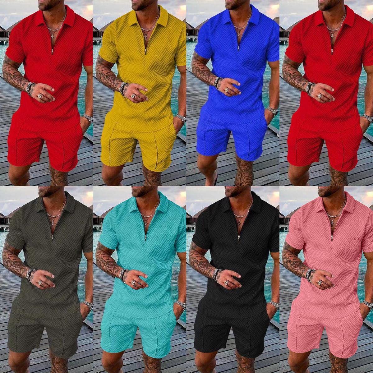 PulseTrade Heren Europees & Amerikaans print poloshirt set - korte mouwen revers pullover casual T-shirt XXL